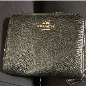 Coach Textured Black Leather Zip Wallet